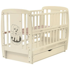 Кровать Babyroom Собачка маятник, ящик, откидной бок DSMYO-3  бук слоновая кость