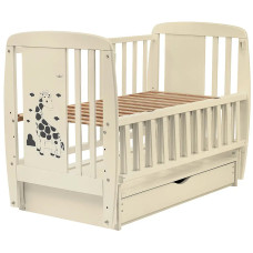 Кровать Babyroom Жирафик маятник, ящик, откидной бок DJMYO-3  бук слоновая кость