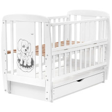 Кровать Babyroom Собачка маятник, ящик, откидной бок DSMYO-3  бук белый