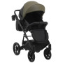 Коляска 2 в 1 Bair Kiwi шкіра 100% BK-11/15 хакі - чорний
