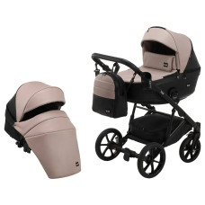 Коляска 2 в 1 Bair Kiwi кожа 100% BK-18/15 капучино - черный