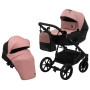 Коляска 2 в 1 Bair Kiwi кожа 100% BK-44/15 розовый (пудра) - черный