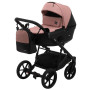 Коляска 2 в 1 Bair Kiwi кожа 100% BK-44/15 розовый (пудра) - черный