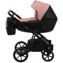 Коляска 2 в 1 Bair Kiwi кожа 100% BK-44/15 розовый (пудра) - черный