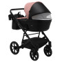 Коляска 2 в 1 Bair Kiwi кожа 100% BK-44/15 розовый (пудра) - черный