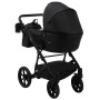 Коляска 2 в 1 Bair Kiwi кожа 100% BK-15 черный