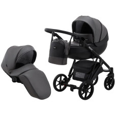 Коляска 2 в 1 Bair Next кожа 100% 25 графит