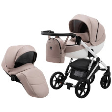 Коляска 2 в 1 Bair Next White кожа 100% 64 латте