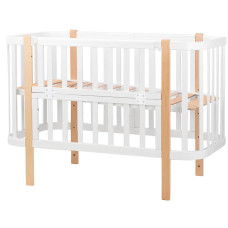 Кровать Babyroom Луна (120x60)  белый - светлый (натуральный)