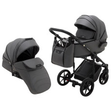 Коляска 2 в 1 Adamex Porto Light ECO кожа 100% SA-4 темно-серый