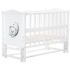 Кровать Babyroom Тедди Т-02 фигурное быльце, маятник продольный, откидной бок,  белый