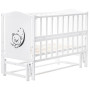 Кровать Babyroom Тедди Т-02 фигурное быльце, маятник продольный, откидной бок,  белый