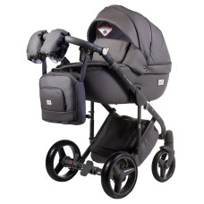 Коляска 2 в 1 Adamex Luciano кожа 100% Q102CZ графит