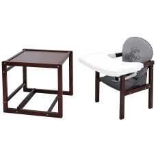 Стульчик- трансформер Babyroom Винни-220 тонированный пластиковая столешница  серый-графит (мишка с будильником)