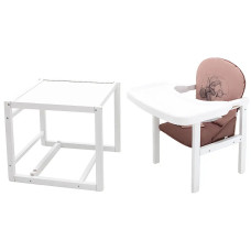 Стульчик- трансформер Babyroom Винни-240 белый пластиковая столешница  капучино-шоколад (мишка с будильником)