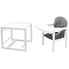 Стульчик- трансформер Babyroom Винни-240 белый пластиковая столешница  серый-графит (мишка с чашкой)