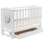 Кровать Babyroom Тедди Т-03 фигурное быльце, маятник продольного качания, ящик, откидной бок  белый