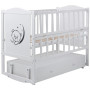 Кровать Babyroom Тедди Т-03 фигурное быльце, маятник, ящик, откидной бок  белый