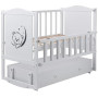 Кровать Babyroom Тедди Т-03 фигурное быльце, маятник, ящик, откидной бок  белый