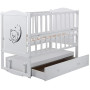 Кровать Babyroom Тедди Т-03 фигурное быльце, маятник, ящик, откидной бок  белый