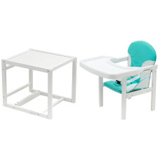 Стульчик- трансформер Babyroom Пони-240 белый пластиковая столешница  бирюзовый - белый