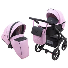 Коляска 2 в 1 Bair City ECO 13 розовый (пудра) - черный