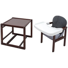 Стульчик- трансформер Babyroom Винни-220 тонированный пластиковая столешница  графит-серый (мишка с будильником)