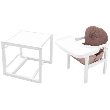 Стульчик- трансформер Babyroom Винни-240 белый пластиковая столешница  шоколад-капучино (мишка с будильником)