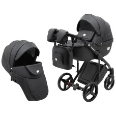 Коляска 2 в 1 Adamex Luciano кожа 100% SA-2 чёрный