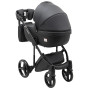 Коляска 2 в 1 Adamex Luciano кожа 100% SA-2 чёрный