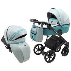 Коляска 2 в 1 Bair Marcel Light BML-09 голубой - голубая кожа