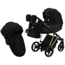 Коляска 2 в 1 Adamex Belissa Special Edition Gold PS-569 черный (перфорация)