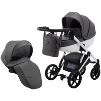 Коляска 2 в 1 Bair Next White кожа 100% 63 графит