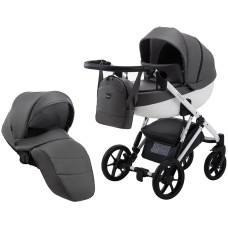 Коляска 2 в 1 Bair Next White кожа 100% 63 графит