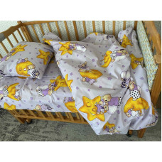 Детское постельное белье в кроватку мишка на сиреневом