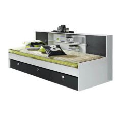 Детская одноярусная кровать с полочками и бельевыми ящиками