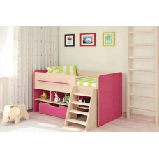 Детская кровать-чердак с ящиком и полками внизу ДЕТ 40