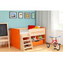 Детская кровать-чердак с ящиком и полками внизу ДЕТ 40