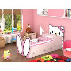 Односпальная детская кровать с выдвижными бельевыми ящиками