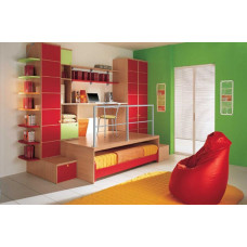 Кровать-подиум с рабочим местом и шкафами