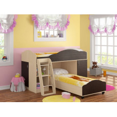 Двухъярусная кровать чердак угловая с шкафчиками ДКЧ 11