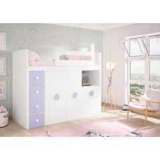 Невысокая кровать чердак со шкафом и выдвижными ящиками ДКЧ 80