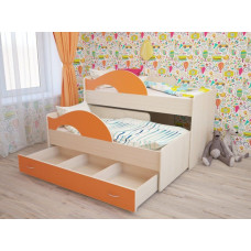 Невысокая выкатная кровать чердак для двоих детей КДВ 8 А