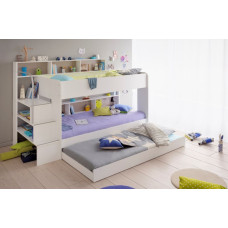 Детская выкатная двухъярусная кровать для троих детей