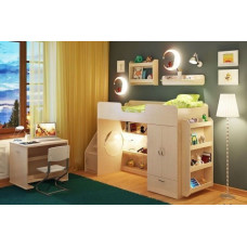Детская двухъярусная кровать со столом и шкафом ДМ 23 А