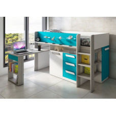 Детская двухъярусная кровать с рабочим местом и встроенным шкафом ДМ 415