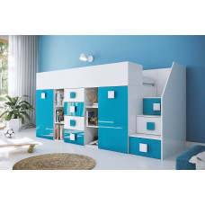 Детская кровать чердак со шкафчиками и выдвижными ящиками КРК 4