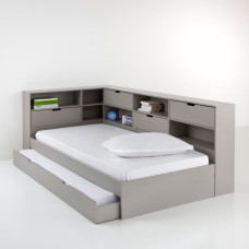 Выкатная кровать для двоих детей с полочками «Угловая»