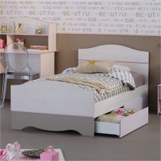 Детская односпальная кроватка с бельевыми ящиками для юной девочки