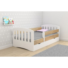 Детская односпальная кровать с бельевым ящиком снизу и бортом